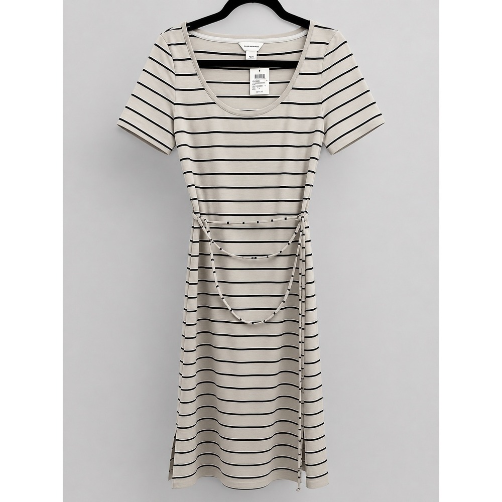 Club Monaco Striped Midi Dress French Girl Quiet Luxury Casual  Medium NWT